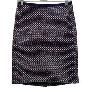 Talbots skirt tweed cotton blend navy red white silver lined 4P